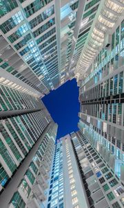 Превью обои фасад, здания, вид снизу, небо