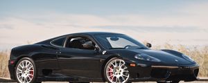 Превью обои ferrari 360, challenge stradale, черный, вид сбоку