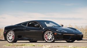 Превью обои ferrari 360, challenge stradale, черный, вид сбоку