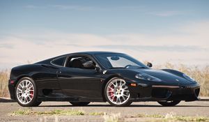 Превью обои ferrari 360, challenge stradale, черный, вид сбоку