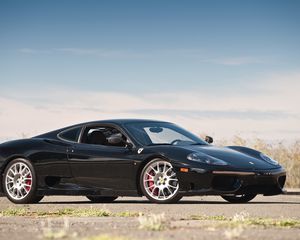 Превью обои ferrari 360, challenge stradale, черный, вид сбоку