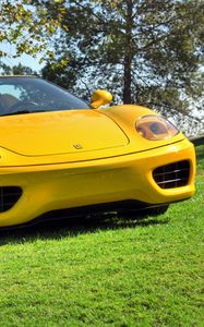 Превью обои ferrari 360, spider, желтый, кабриолет, вид спереди