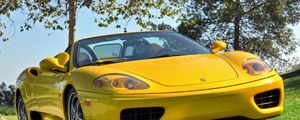 Превью обои ferrari 360, spider, желтый, кабриолет, вид спереди