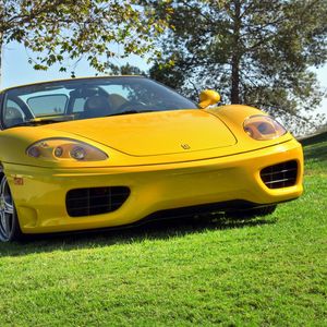 Превью обои ferrari 360, spider, желтый, кабриолет, вид спереди