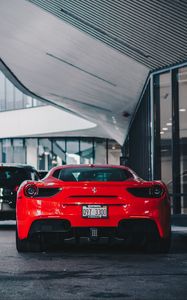 Превью обои ferrari 458, ferrari, автомобиль, спорткар, вид сзади, красный