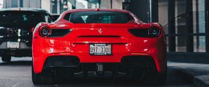 Превью обои ferrari 458, ferrari, автомобиль, спорткар, вид сзади, красный