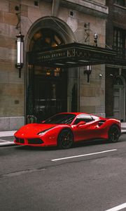 Превью обои ferrari 458, ferrari, автомобиль, спорткар, вид сбоку, красный