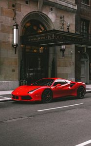 Превью обои ferrari 458, ferrari, автомобиль, спорткар, вид сбоку, красный