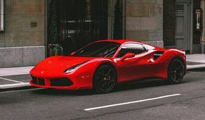 Превью обои ferrari 458, ferrari, автомобиль, спорткар, вид сбоку, красный