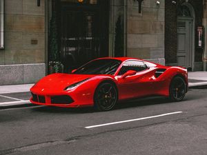 Превью обои ferrari 458, ferrari, автомобиль, спорткар, вид сбоку, красный