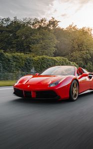 Превью обои ferrari 458, ferrari, автомобиль, спорткар, красный, движение