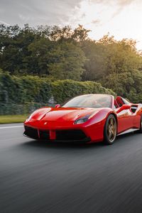 Превью обои ferrari 458, ferrari, автомобиль, спорткар, красный, движение