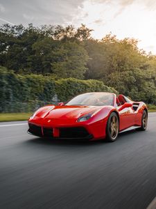 Превью обои ferrari 458, ferrari, автомобиль, спорткар, красный, движение