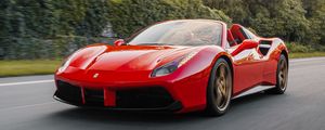 Превью обои ferrari 458, ferrari, автомобиль, спорткар, красный, движение