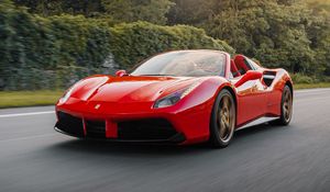 Превью обои ferrari 458, ferrari, автомобиль, спорткар, красный, движение