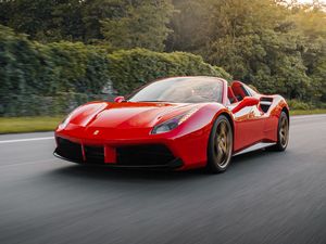 Превью обои ferrari 458, ferrari, автомобиль, спорткар, красный, движение