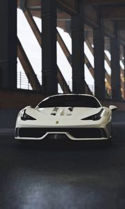 Превью обои ferrari 458, ferrari, спорткар, гонки, вид спереди, белый