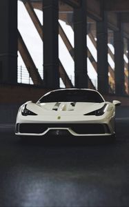 Превью обои ferrari 458, ferrari, спорткар, гонки, вид спереди, белый