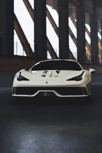 Превью обои ferrari 458, ferrari, спорткар, гонки, вид спереди, белый