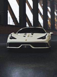 Превью обои ferrari 458, ferrari, спорткар, гонки, вид спереди, белый