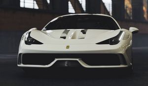 Превью обои ferrari 458, ferrari, спорткар, гонки, вид спереди, белый