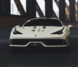 Превью обои ferrari 458, ferrari, спорткар, гонки, вид спереди, белый