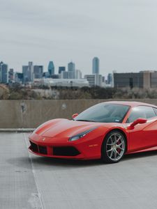 Превью обои ferrari 458, ferrari, спорткар, красный, вид сбоку