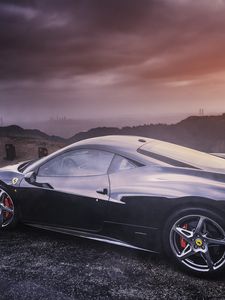 Превью обои ferrari, 458, italia, вид сбоку, черный