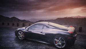 Превью обои ferrari, 458, italia, вид сбоку, черный