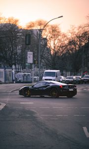 Превью обои ferrari 458 italia, ferrari, автомобиль, черный, дорога