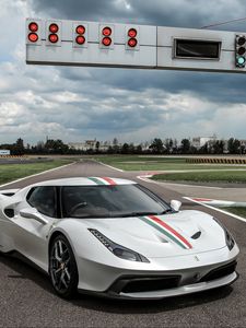 Превью обои ferrari, 458, mm speciale, белый, вид сбоку