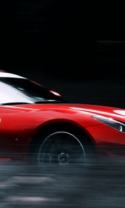 Превью обои ferrari, автомобиль, красный, спорткар, скорость, блики