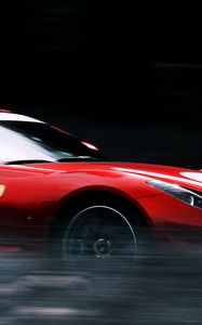 Превью обои ferrari, автомобиль, красный, спорткар, скорость, блики