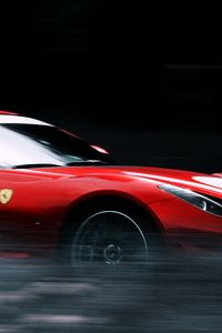 Превью обои ferrari, автомобиль, красный, спорткар, скорость, блики