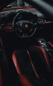 Превью обои ferrari, автомобиль, руль, салон