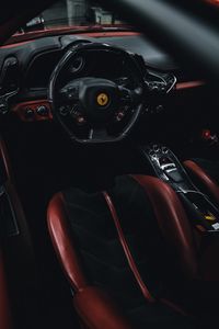 Превью обои ferrari, автомобиль, руль, салон