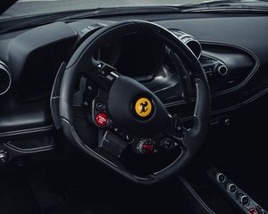 Превью обои ferrari, автомобиль, спорткар, салон, руль