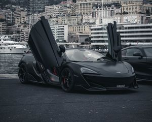 Превью обои ferrari, автомобиль, спорткар, черный