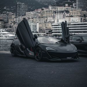 Превью обои ferrari, автомобиль, спорткар, черный