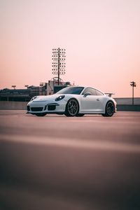 Превью обои ferrari, автомобиль, спорткар, вид сбоку, белый