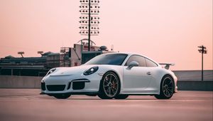 Превью обои ferrari, автомобиль, спорткар, вид сбоку, белый