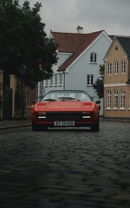 Превью обои ferrari, автомобиль, спорткар, красный, старый