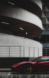 Превью обои ferrari, автомобиль, вид сбоку, красный