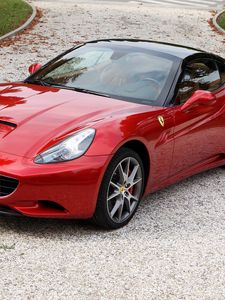 Превью обои ferrari california, ferrari, красный, вид сбоку, авто