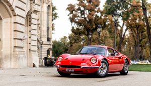 Превью обои ferrari, dino, 206, gt, красный, вид спереди