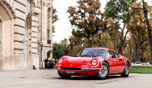 Превью обои ferrari, dino, 206, gt, красный, вид спереди