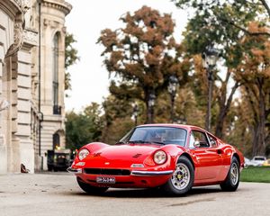 Превью обои ferrari, dino, 206, gt, красный, вид спереди