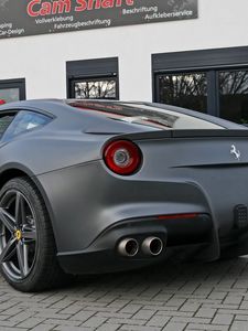 Превью обои ferrari, f12, berlinetta, вид сзади, черный