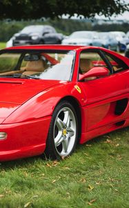 Превью обои ferrari f355, ferrari, автомобиль, спорткар, красный, стоянка