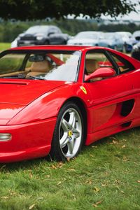 Превью обои ferrari f355, ferrari, автомобиль, спорткар, красный, стоянка